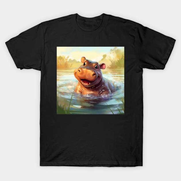 Happy Hippo T-Shirt by Geminiartstudio